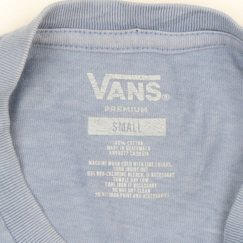 Vans Men's Blue Long Sleeve Graphic Cotton T-Shirt Small