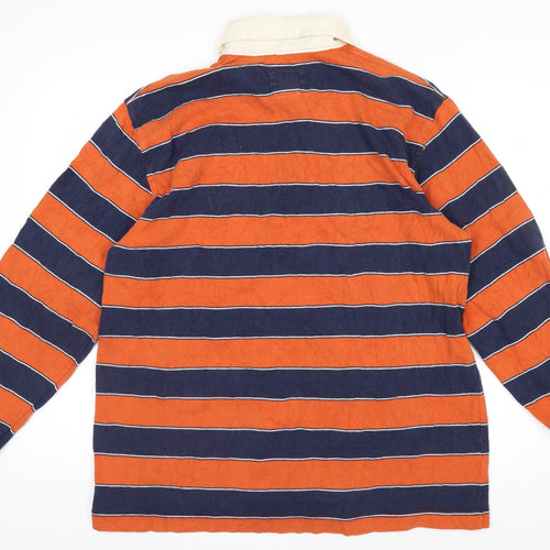 American Eagle Men’s Orange & Blue Striped Rugby Shirt M