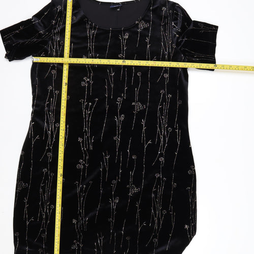 Truly Women's Black Velvet Floral Tunic Blouse XL