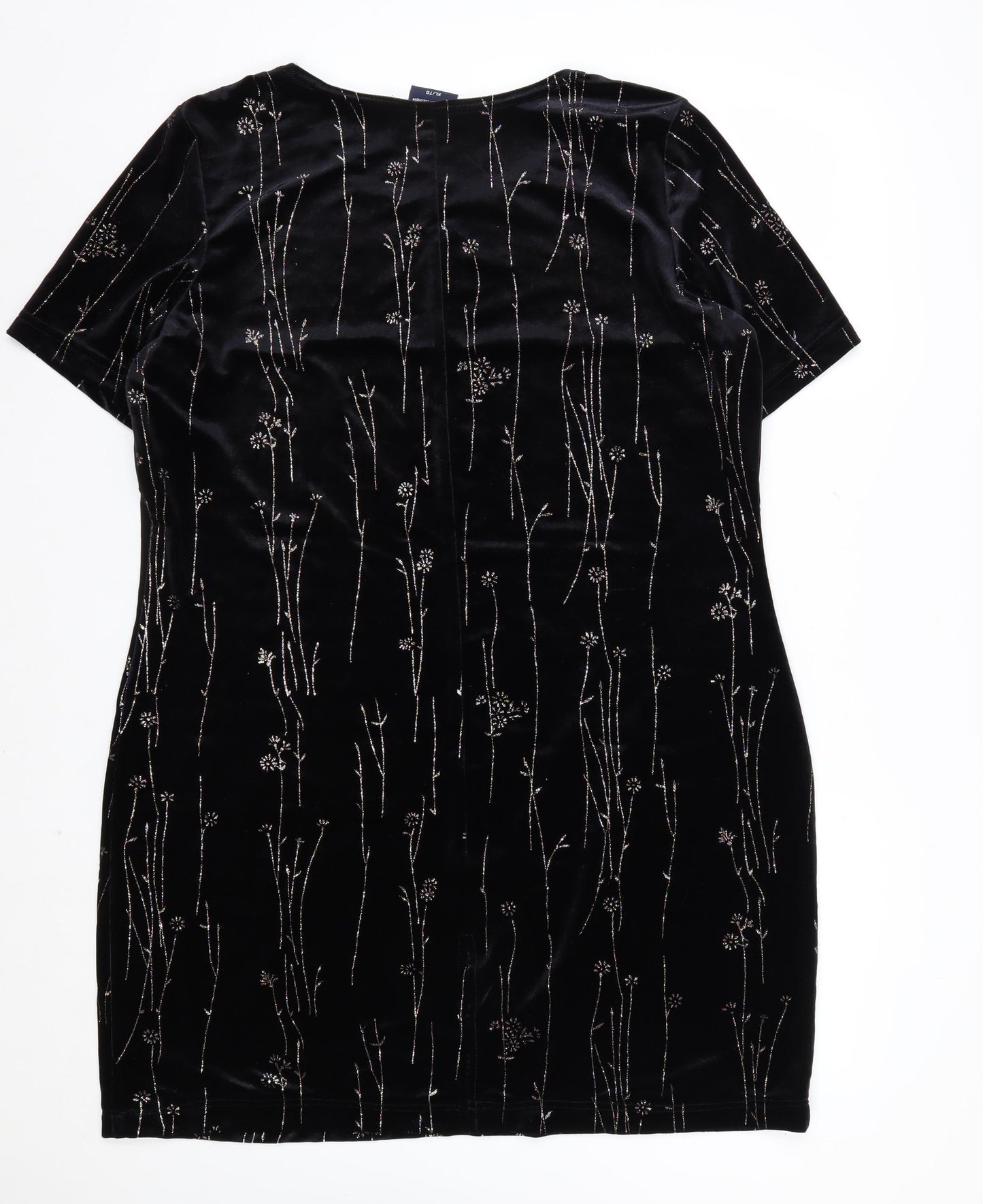 Truly Women's Black Velvet Floral Tunic Blouse XL