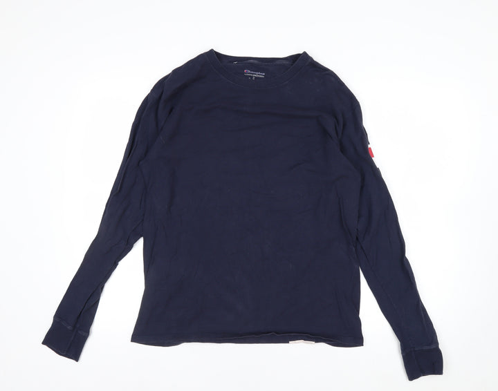 Champion Men's Blue Long Sleeve Cotton Crew Neck Athletic Top M