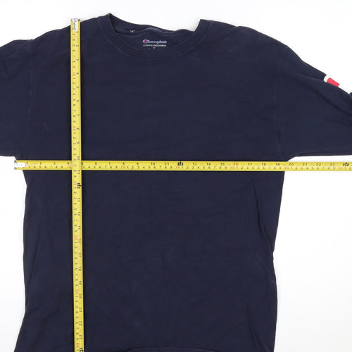 Champion Men's Blue Long Sleeve Cotton Crew Neck Athletic Top M