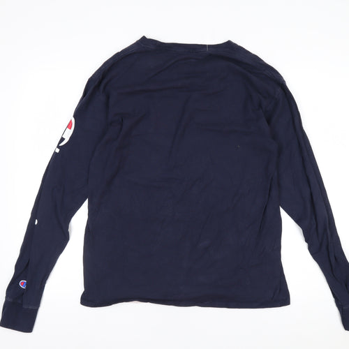 Champion Men's Blue Long Sleeve Cotton Crew Neck Athletic Top M