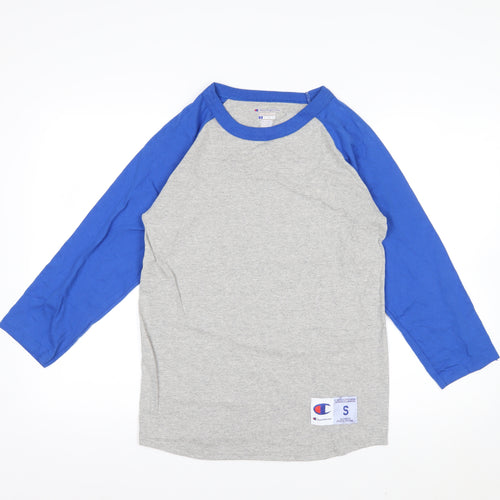Champion Men's Grey Blue 3/4 Sleeve Raglan T-Shirt Size S