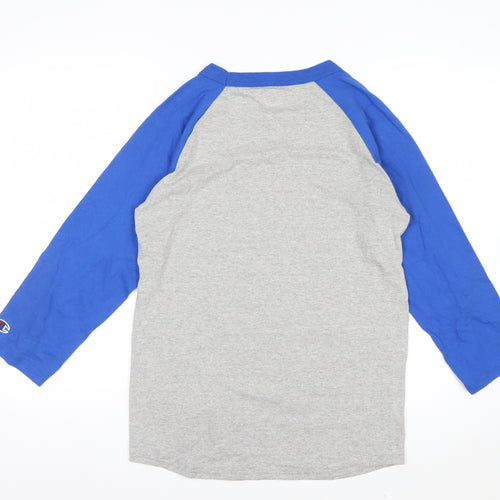 Champion Men's Grey Blue 3/4 Sleeve Raglan T-Shirt Size S
