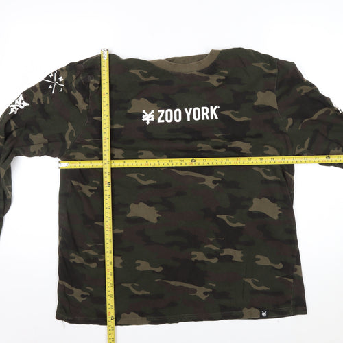 Zoo York Men's Green Camouflage Long Sleeve Cotton Top Size L
