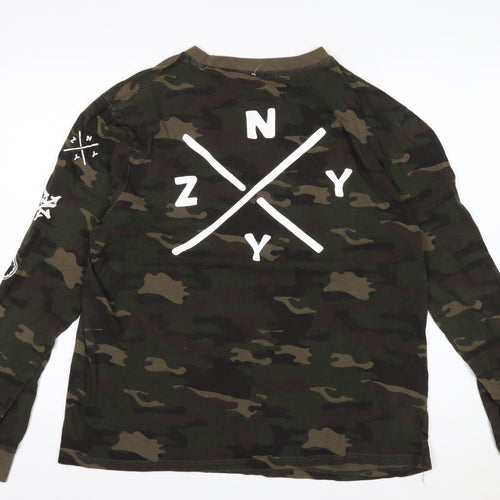 Zoo York Men's Green Camouflage Long Sleeve Cotton Top Size L