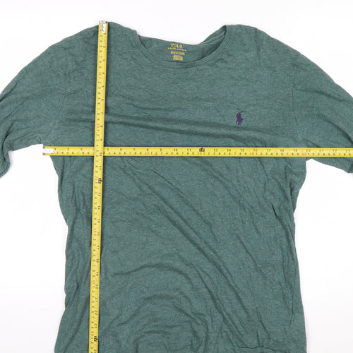 Ralph Lauren Men's Green Cotton Long Sleeve Crew Neck Top M
