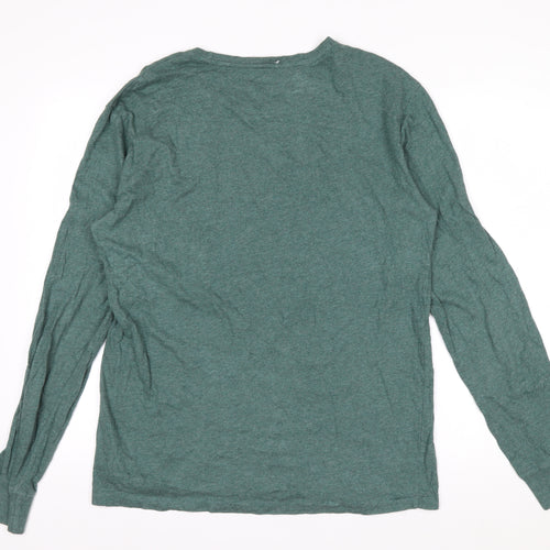 Ralph Lauren Men's Green Cotton Long Sleeve Crew Neck Top M