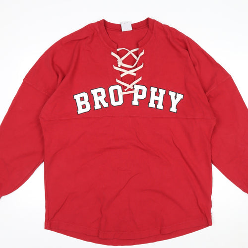 Spirit Jersey Men's Red Brophy Lace Up Long Sleeve Cotton Top M