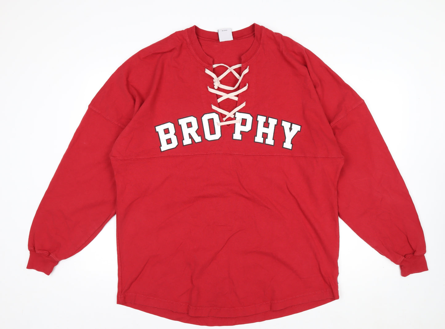Spirit Jersey Men's Red Brophy Lace Up Long Sleeve Cotton Top M