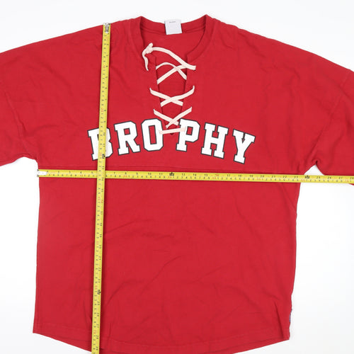 Spirit Jersey Men's Red Brophy Lace Up Long Sleeve Cotton Top M