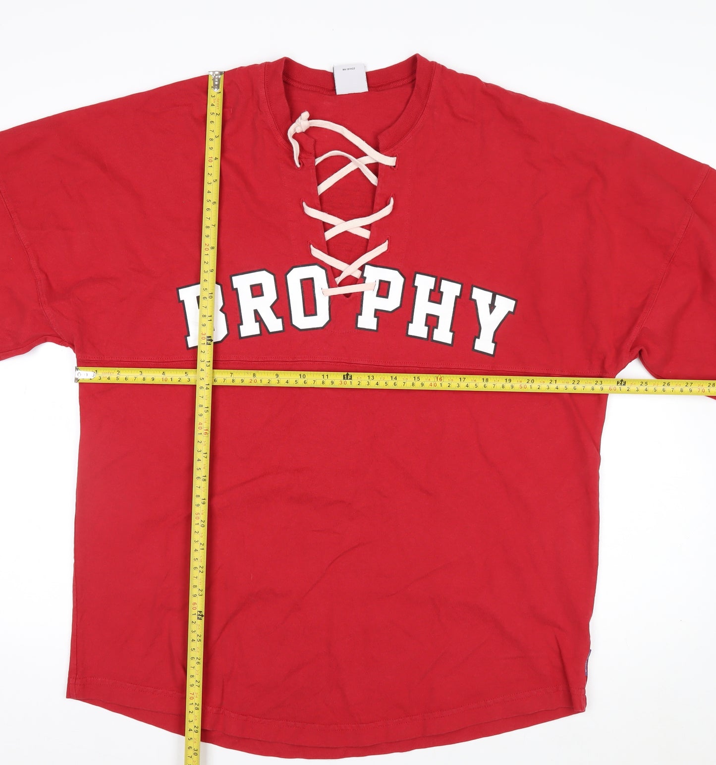 Spirit Jersey Men's Red Brophy Lace Up Long Sleeve Cotton Top M