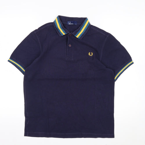 Fred Perry Men's Blue Cotton Polo Shirt Size S Classic Style