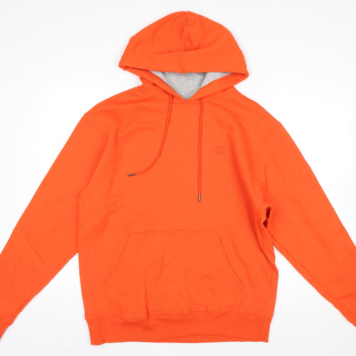 Champion Men's Orange Pullover Hoodie Size M Regular Fit Fleece