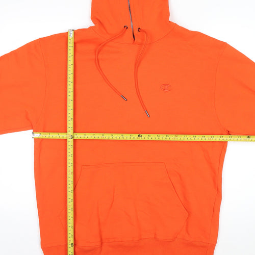 Champion Men's Orange Pullover Hoodie Size M Regular Fit Fleece