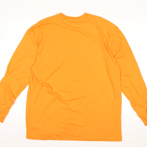 Dickies Men's Orange Long Sleeve Crew Neck Cotton Blend Top Size L