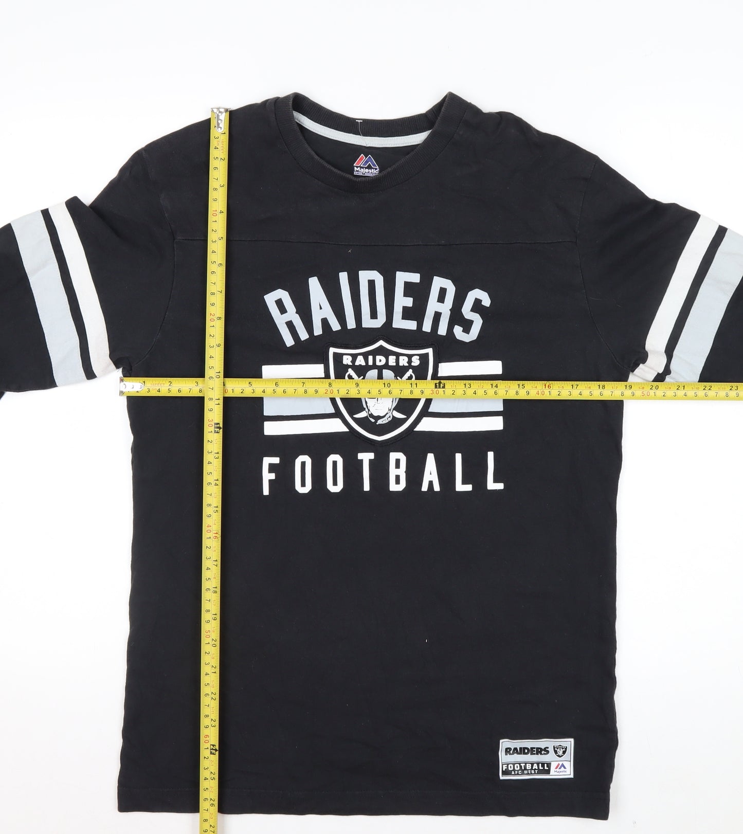 Majestic Men's Black Raiders Long Sleeve Graphic T-Shirt Size M