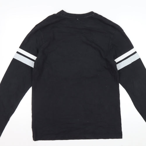Majestic Men's Black Raiders Long Sleeve Graphic T-Shirt Size M