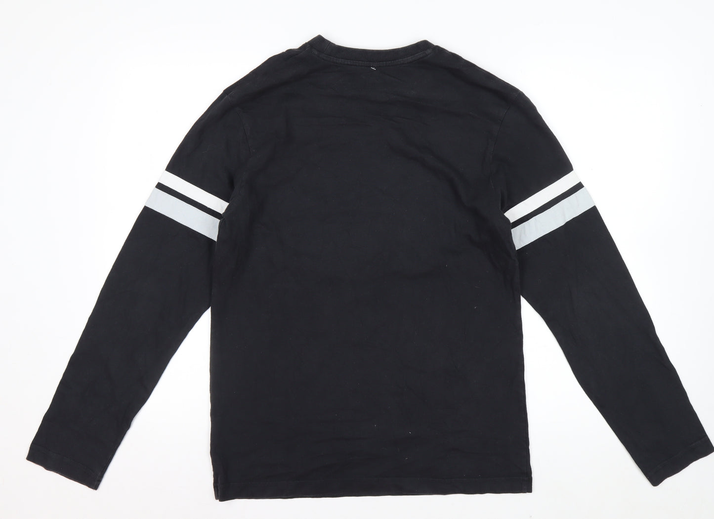 Majestic Men's Black Raiders Long Sleeve Graphic T-Shirt Size M