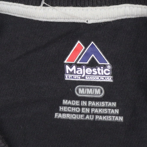 Majestic Men's Black Raiders Long Sleeve Graphic T-Shirt Size M