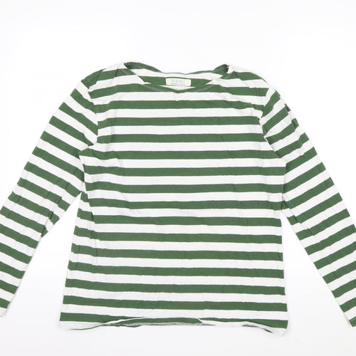 Seasalt Women’s Green White Striped Long Sleeve Jersey Top Size 12