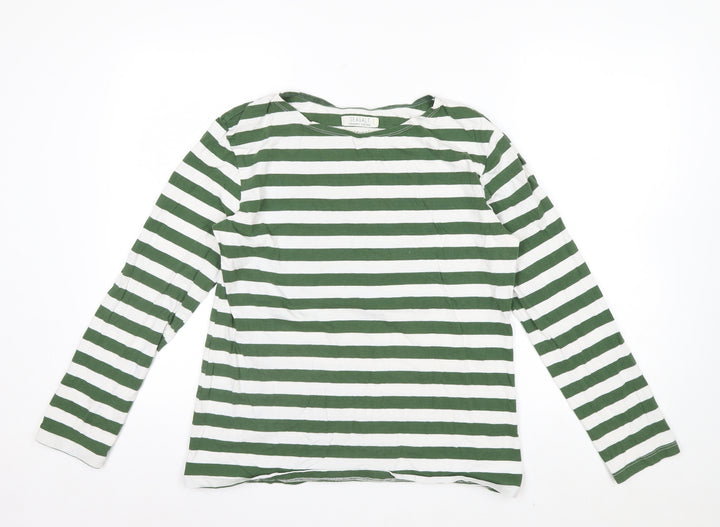 Seasalt Women’s Green White Striped Long Sleeve Jersey Top Size 12