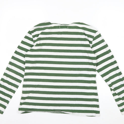 Seasalt Women’s Green White Striped Long Sleeve Jersey Top Size 12