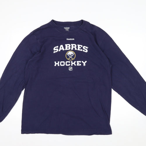 Reebok Men Blue XL Long Sleeve Sabres Hockey Cotton Top