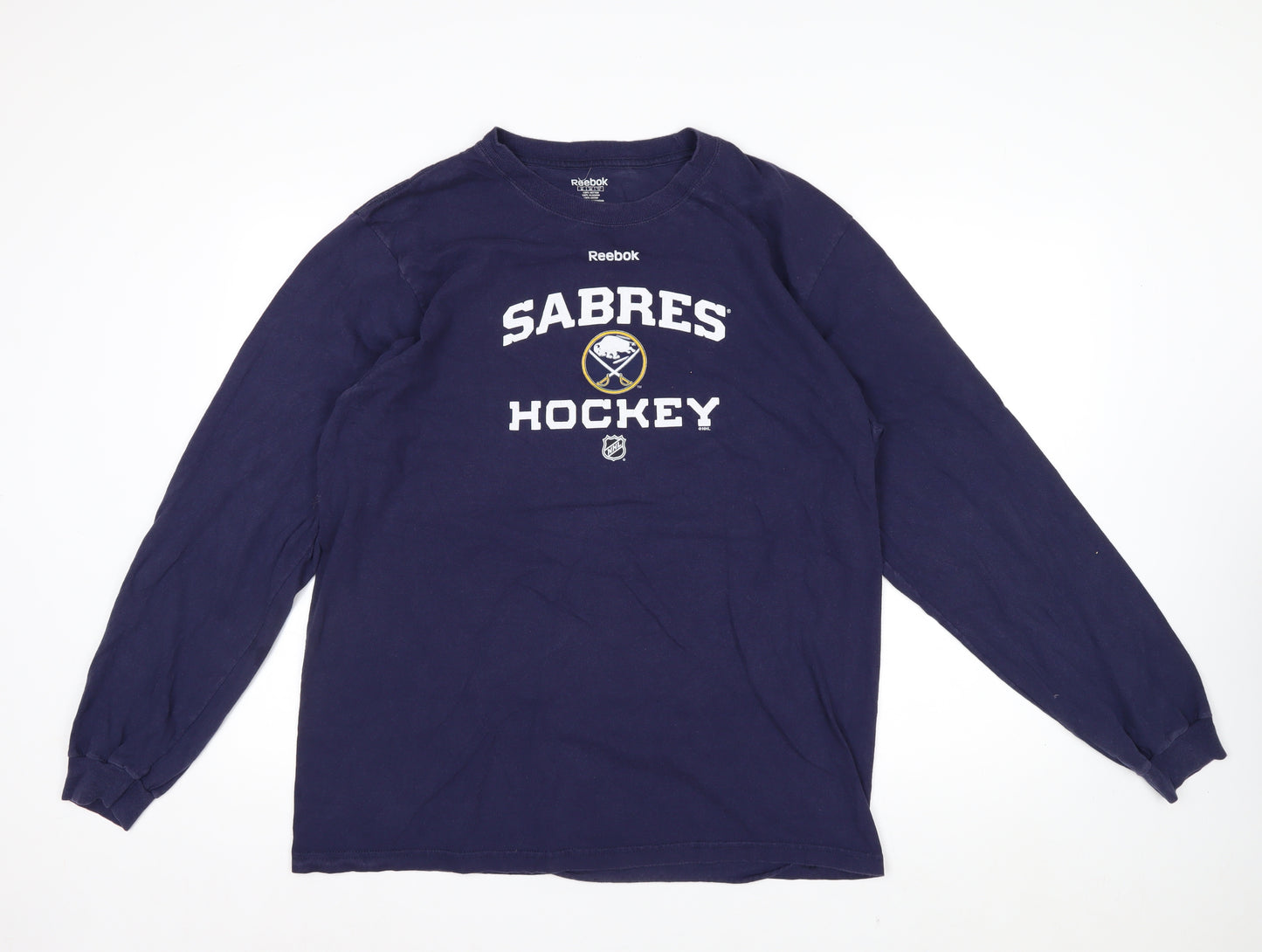 Reebok Men Blue XL Long Sleeve Sabres Hockey Cotton Top