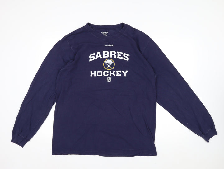 Reebok Men Blue XL Long Sleeve Sabres Hockey Cotton Top