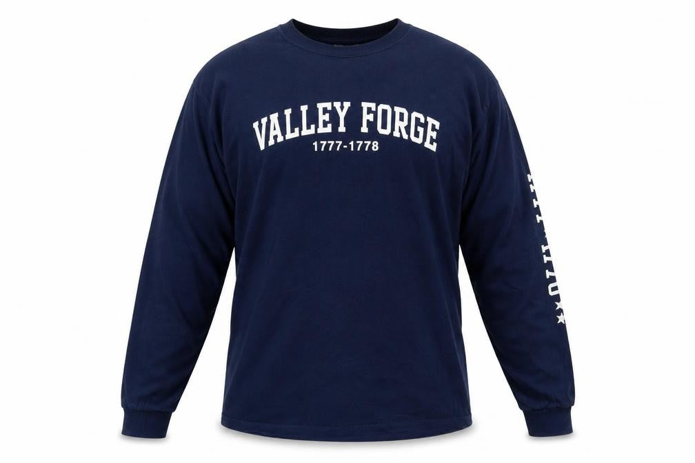 Front view of MV Sport Men's Blue Long Sleeve Valley Forge Top, size L