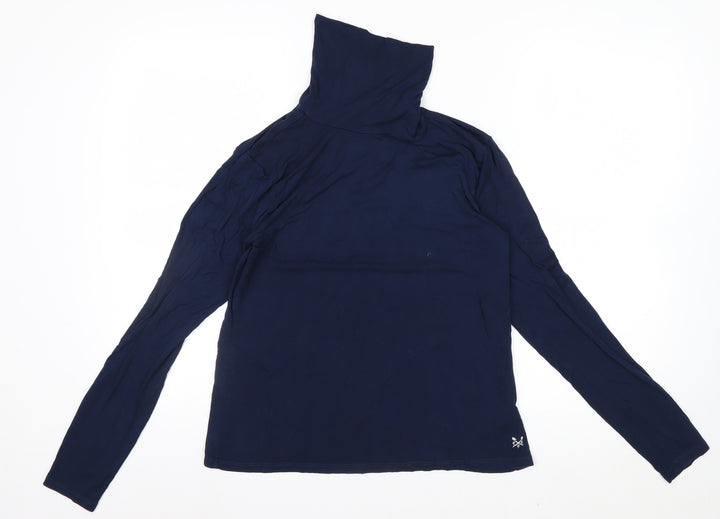 Crew Clothing Women’s Blue Roll Neck Long Sleeve Cotton T-Shirt Size 14