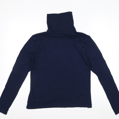 Crew Clothing Women’s Blue Roll Neck Long Sleeve Cotton T-Shirt Size 14