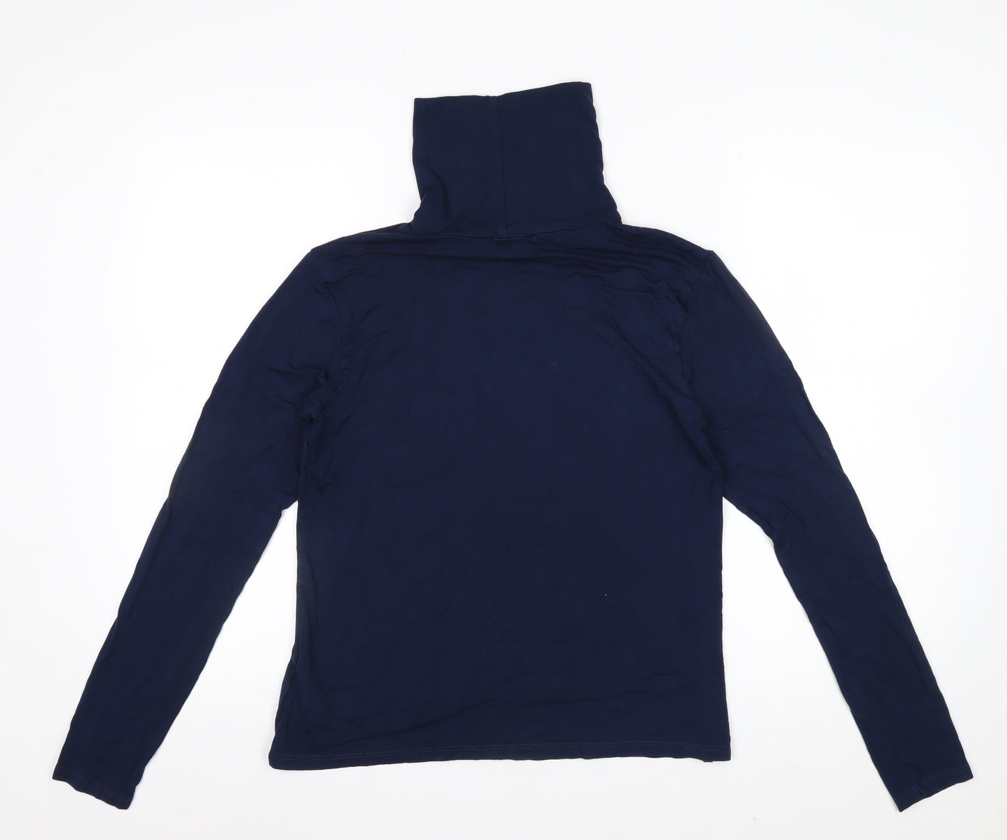 Crew Clothing Women’s Blue Roll Neck Long Sleeve Cotton T-Shirt Size 14