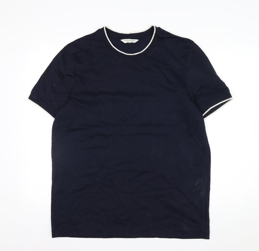 Marks and Spencer Autograph Men's Blue Cotton Crew Neck T-Shirt Size L