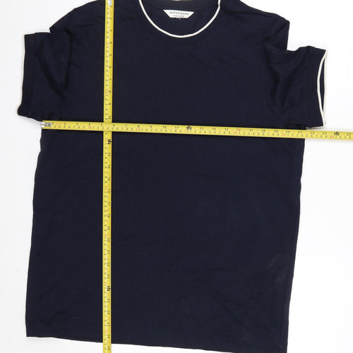Marks and Spencer Autograph Men's Blue Cotton Crew Neck T-Shirt Size L
