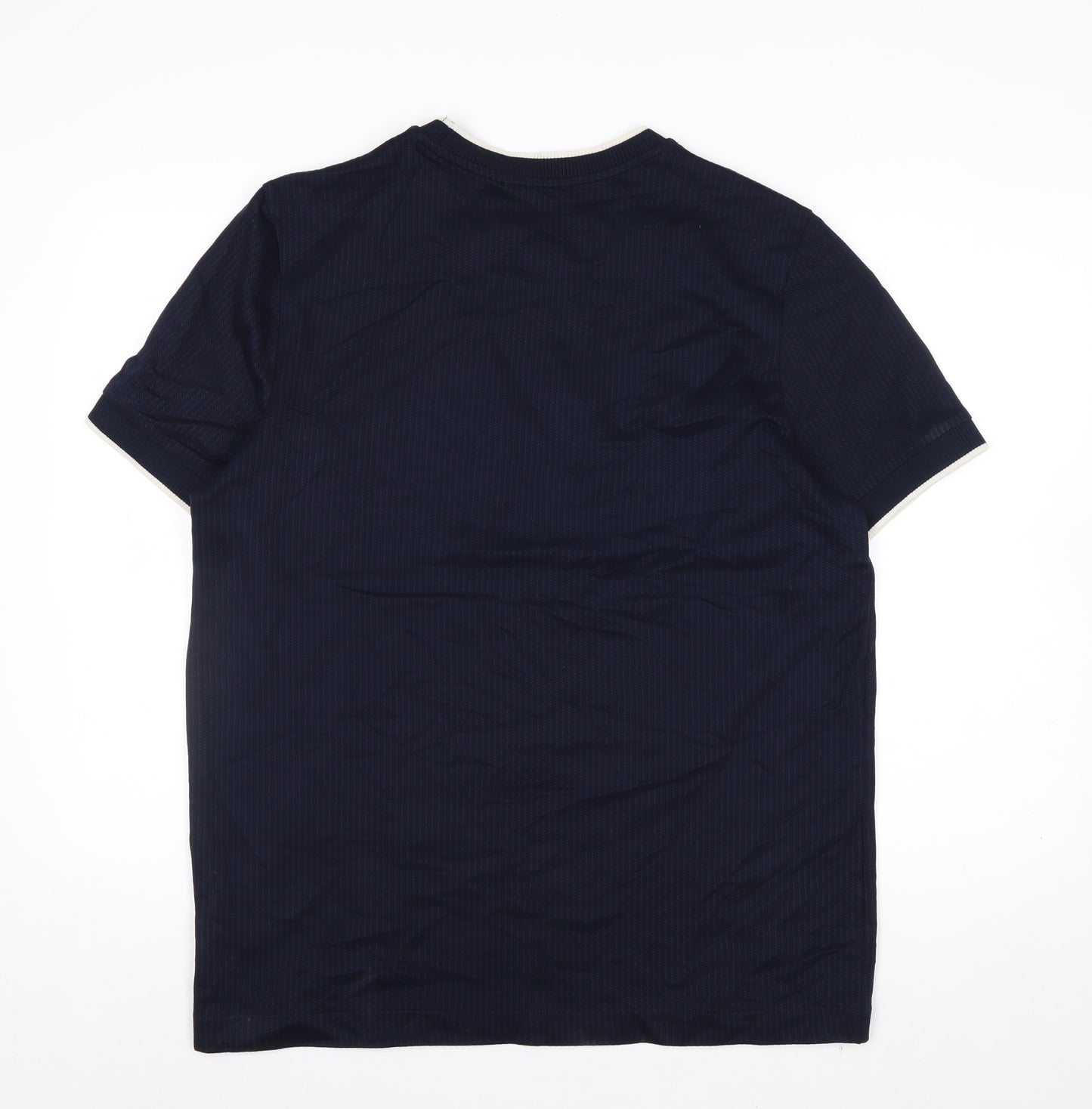 Marks and Spencer Autograph Men's Blue Cotton Crew Neck T-Shirt Size L