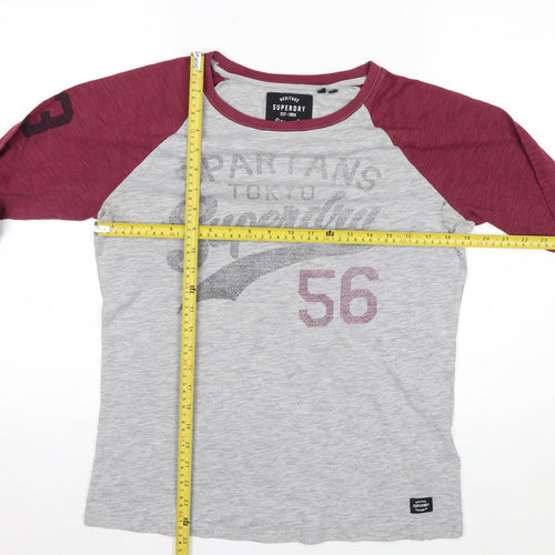 Superdry Women's Grey Long Sleeve Raglan T-Shirt Size 12