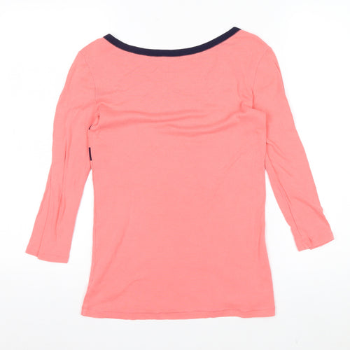 Gap Women's Pink & Navy Striped Boat Neck Top Size S 3/4 Sleeve