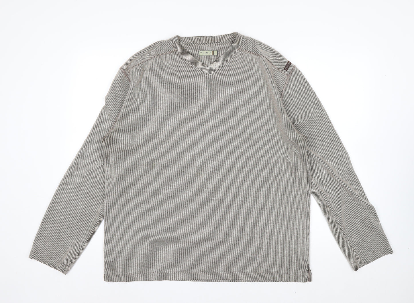 Ted Baker Men’s Grey V-Neck Long Sleeve Knit Top Size L