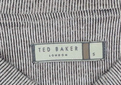 Ted Baker Men’s Grey V-Neck Long Sleeve Knit Top Size L