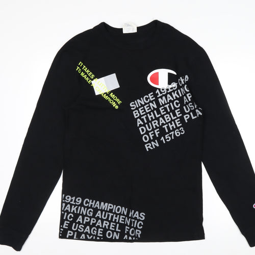 Champion Men's Black Long Sleeve Graphic Sports Top Size M
