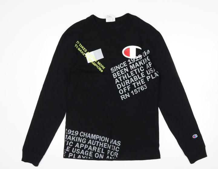 Champion Men's Black Long Sleeve Graphic Sports Top Size M