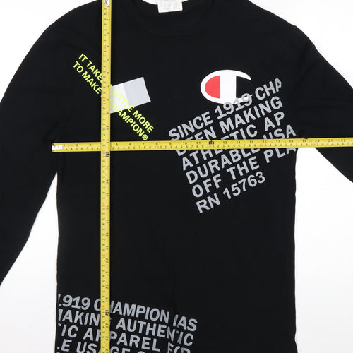 Champion Men's Black Long Sleeve Graphic Sports Top Size M