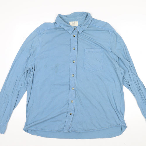 Hush Women's Blue Cotton Button-Up Shirt XL Long Sleeve Casual