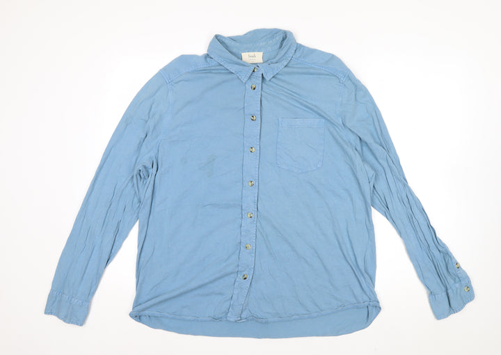 Hush Women's Blue Cotton Button-Up Shirt XL Long Sleeve Casual