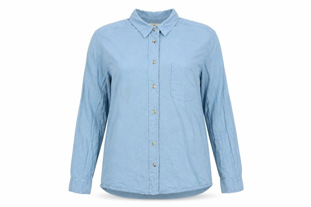 Hush Women's Blue Cotton Button-Up Shirt XL Long Sleeve Casual