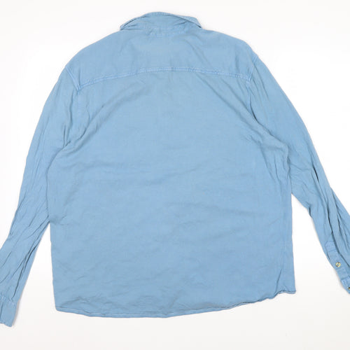 Hush Women's Blue Cotton Button-Up Shirt XL Long Sleeve Casual