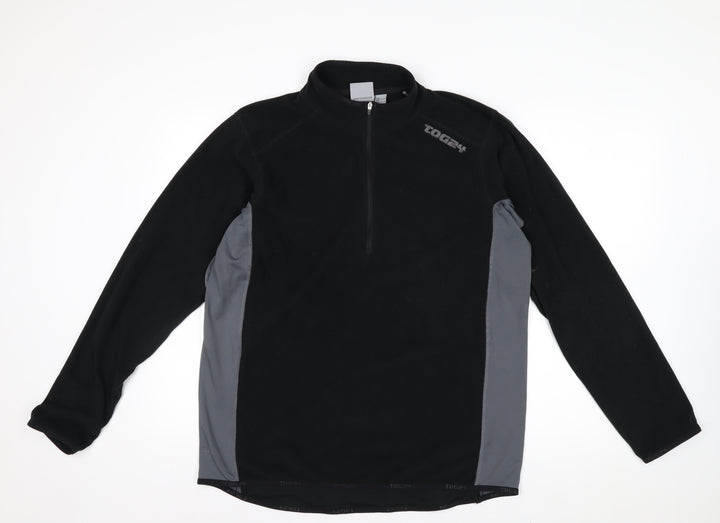 TOG24 Men's Black Fleece 1/4 Zip Pullover Sweatshirt Size L